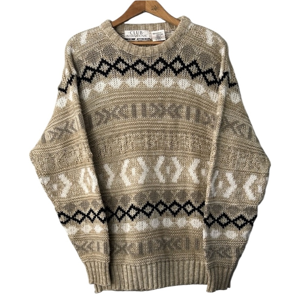 Vintage Club International Crewneck Knit Sweater Acrylic Men’s Medium Oversized